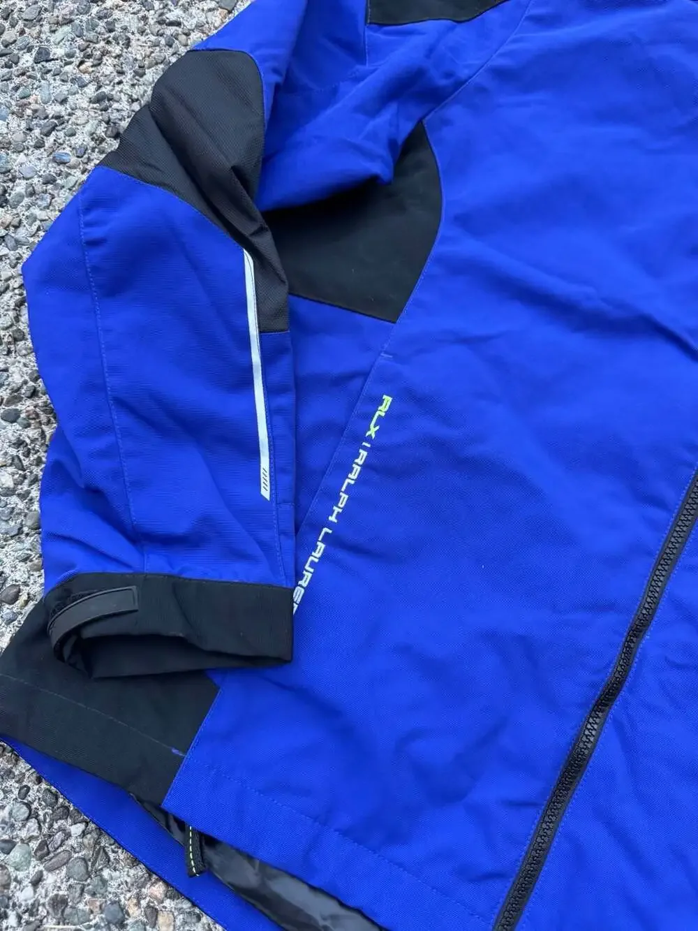 RLX Ralph Lauren Blue Black Full Zip Softshell Primaloft Jacket Size L